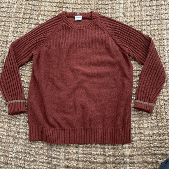 Columbia Other - Columbia Men's Crew Neck Wide-Ribbed Sweater Rust Mens XL 100% Cotton Pullover